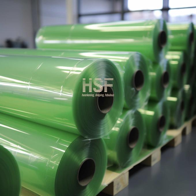 85Î¼m Translucent Green MOPP Film sample showing color and texture